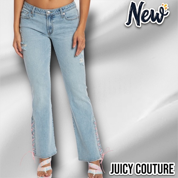New Juicy Couture Malibu Lace-Up Demi Jeans Pants - Picture 2 of 6